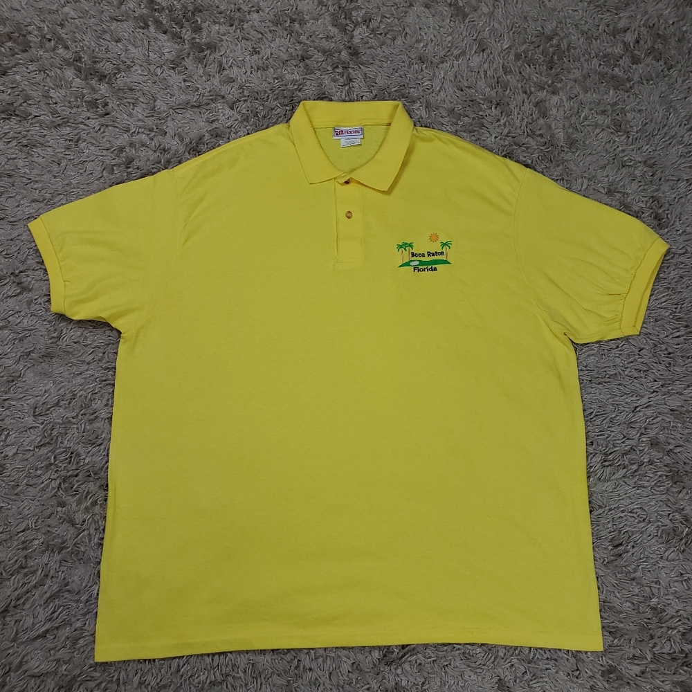 Hanes Mens Yellow Short Sleeve Preshrunk Polo Shirt Size 2XL